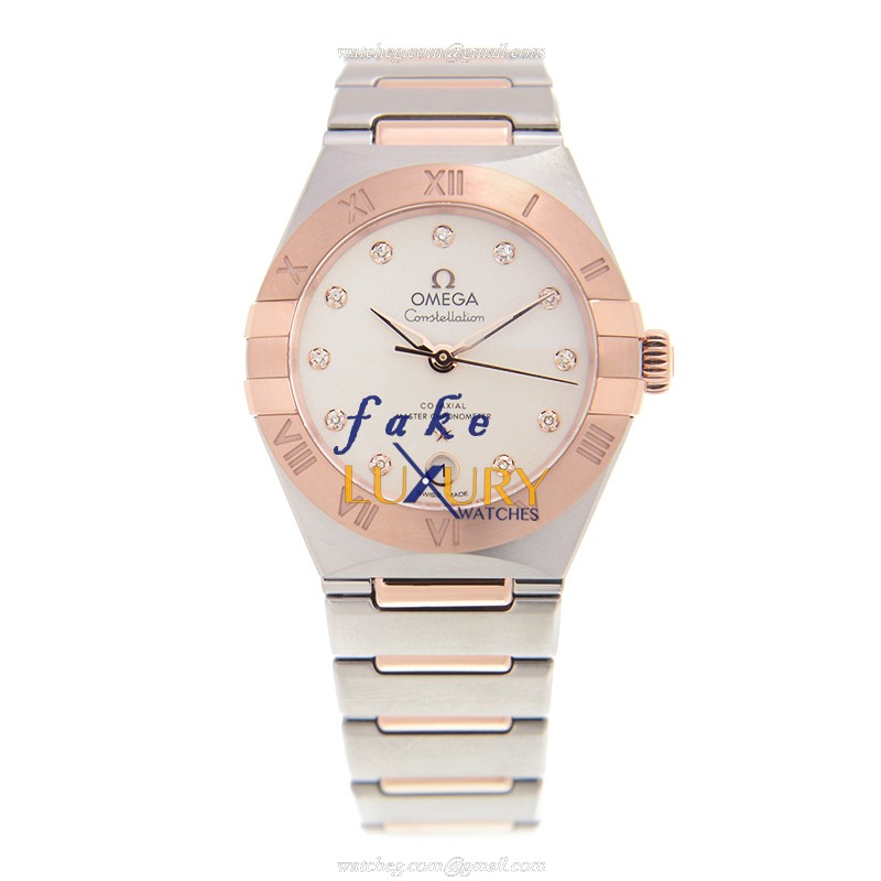 Omega 131.20.29.20.52.001 Constellation Replica Watch, Automatic, White Dial, 18kt Rose Gold & - Image 2