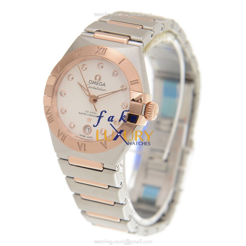Omega 131.20.29.20.52.001 Constellation Replica Watch, Automatic, White Dial, 18kt Rose Gold & - Image 3