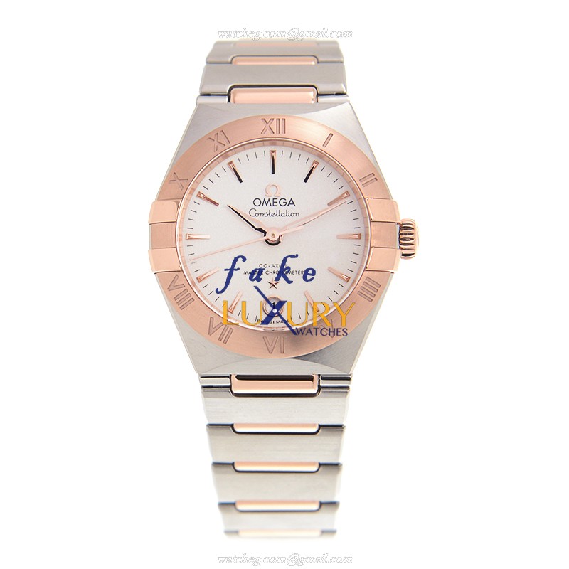 Omega 131.20.29.20.02.001 Constellation Replica Watch - Automatic - 18kt Rose Gold & Steel - White - Image 2