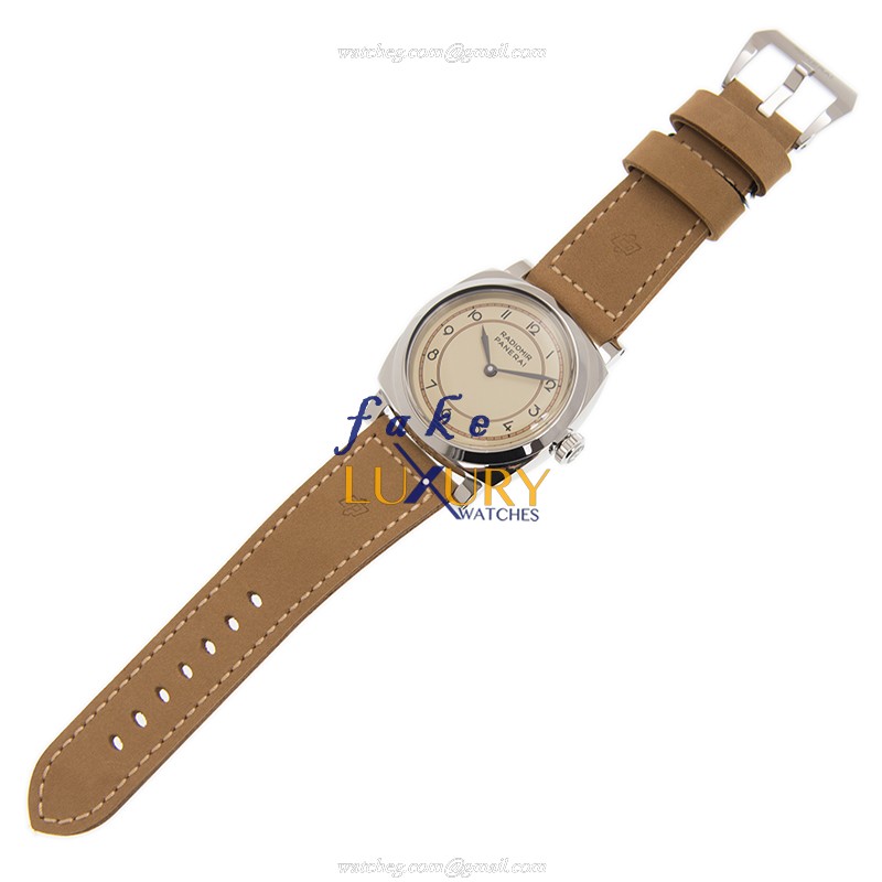 Panerai PAM00791 RADIOMIR Manual Wind Steel 47mm White Dial Brown Leather Strap Replica Watch - Image 2