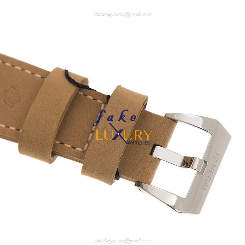 Panerai PAM00791 RADIOMIR Manual Wind Steel 47mm White Dial Brown Leather Strap Replica Watch - Image 4