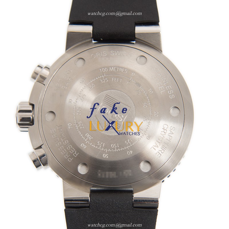 Oris 774-7655-4154 4 26 34 EB Replica Watch, Black Dial, Steel Case, Rubber Strap, Automatic - Image 3