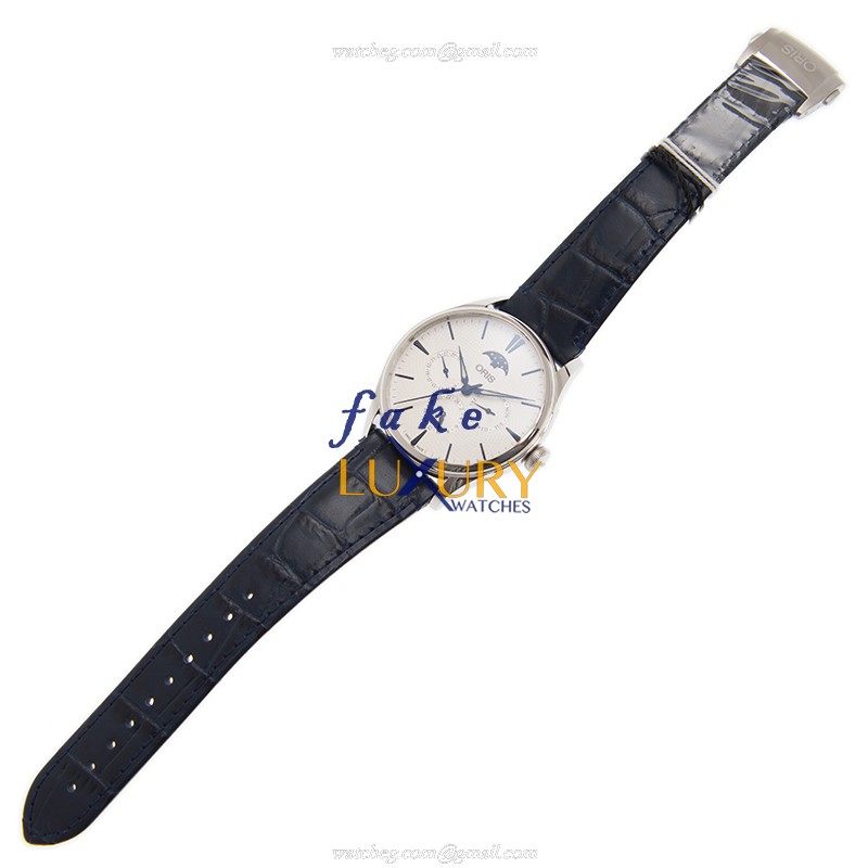 Oris 781-7729-4051 5 21 66 FC Classic Date Automatic Replica Watch, Silver Dial, Blue Leather Strap - Image 2