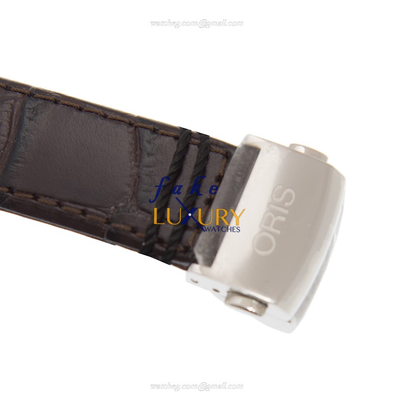 Oris 561 7692 4061 5 18 20 FC - Replica Watch - Automatic - Steel Case - Silver Dial - Brown Leather - Image 3