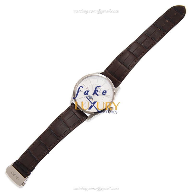 Oris 915 7643 4031 5 21 80 FC Replica Watch, Silver Dial, Steel Case, Brown Leather Strap - Image 2