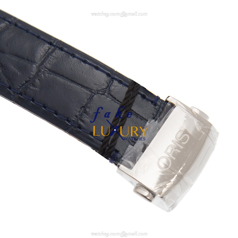 Oris 733 7670 4031 1 21 75 FC Classic Date Replica Watch, Automatic, Silver Dial, Steel Case, Blue - Image 4