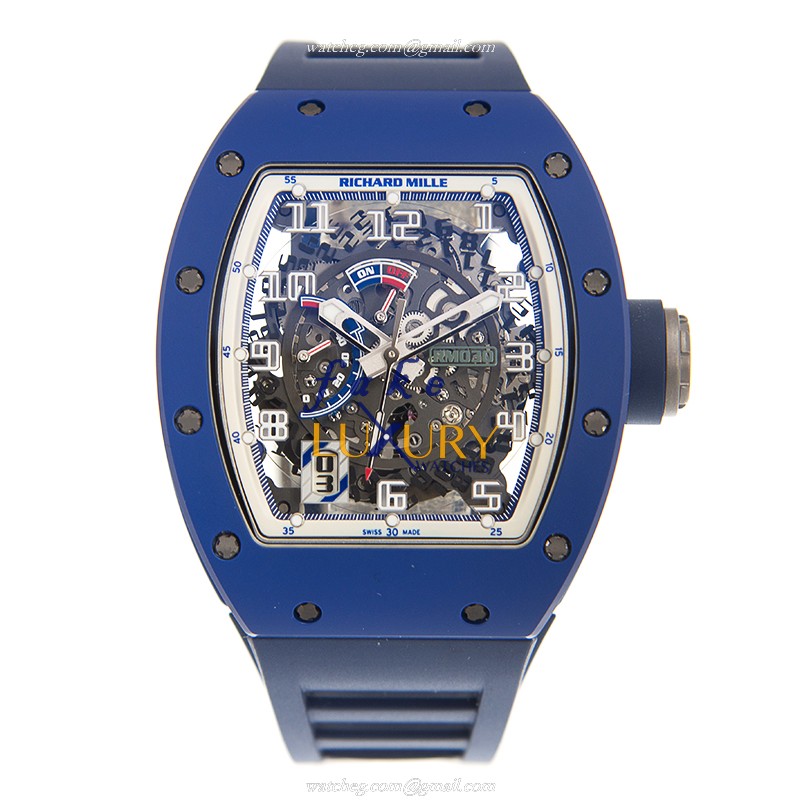 Richard Mille RM030 FQ-TZP-B Replica Watch, Automatic Movement, Steel Case, Blue Rubber Strap - Image 2