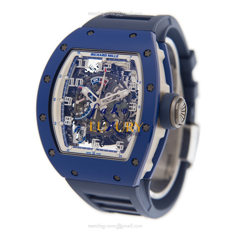 Richard Mille RM030 FQ-TZP-B Replica Watch, Automatic Movement, Steel Case, Blue Rubber Strap - Image 3