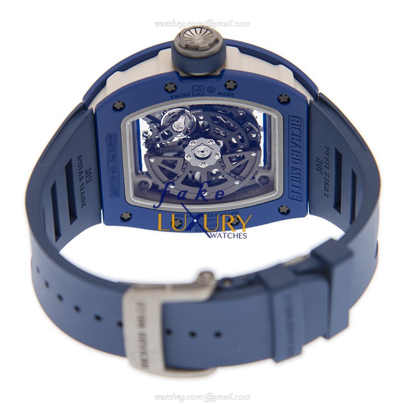 Richard Mille RM030 FQ-TZP-B Replica Watch, Automatic Movement, Steel Case, Blue Rubber Strap - Image 4