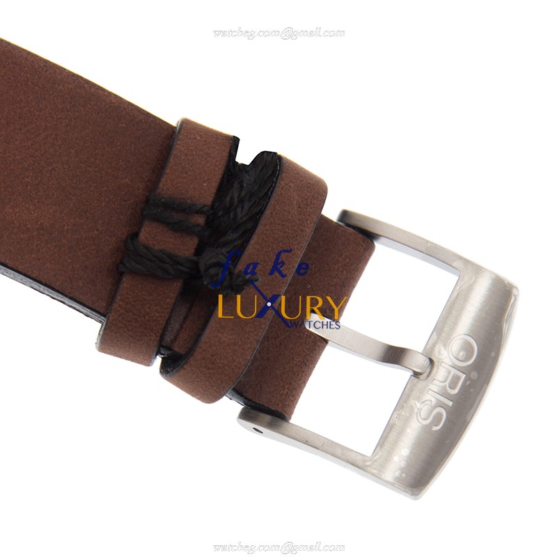 Oris 01 733 7720 4054-07 5 21 45 DIVERS Automatic Steel Black Dial Brown Leather Replica Watch - Image 4