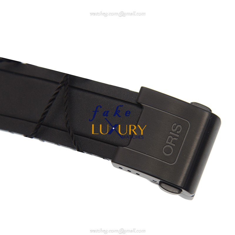 Oris 674 7725 8764 4 24 50 BT Replica Watch, Black Dial, PVD Titanium Case, Rubber Strap - Image 4
