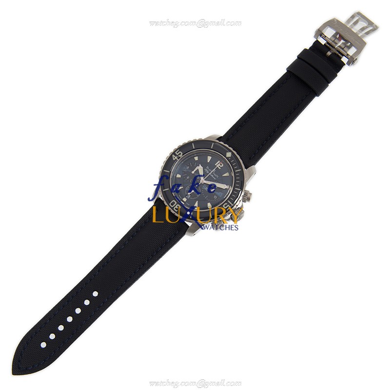Blancpain 5085FB-1140-52B Fifty Fathoms Replica Watch, Blue Dial, Steel Case, Canvas Strap - Image 2
