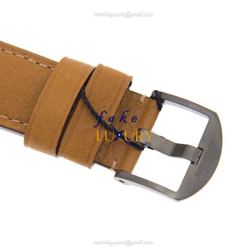 Panerai PAM00028 - Luminor Replica Watch - Automatic - PVD Titanium Case - Brown Leather Strap - Image 4