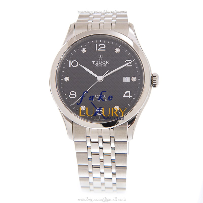 Tudor 91550-67050-6DI-BK 1926 Auto Stainless Steel Case Replica Watch - Black Dial, Silver Band - Image 2