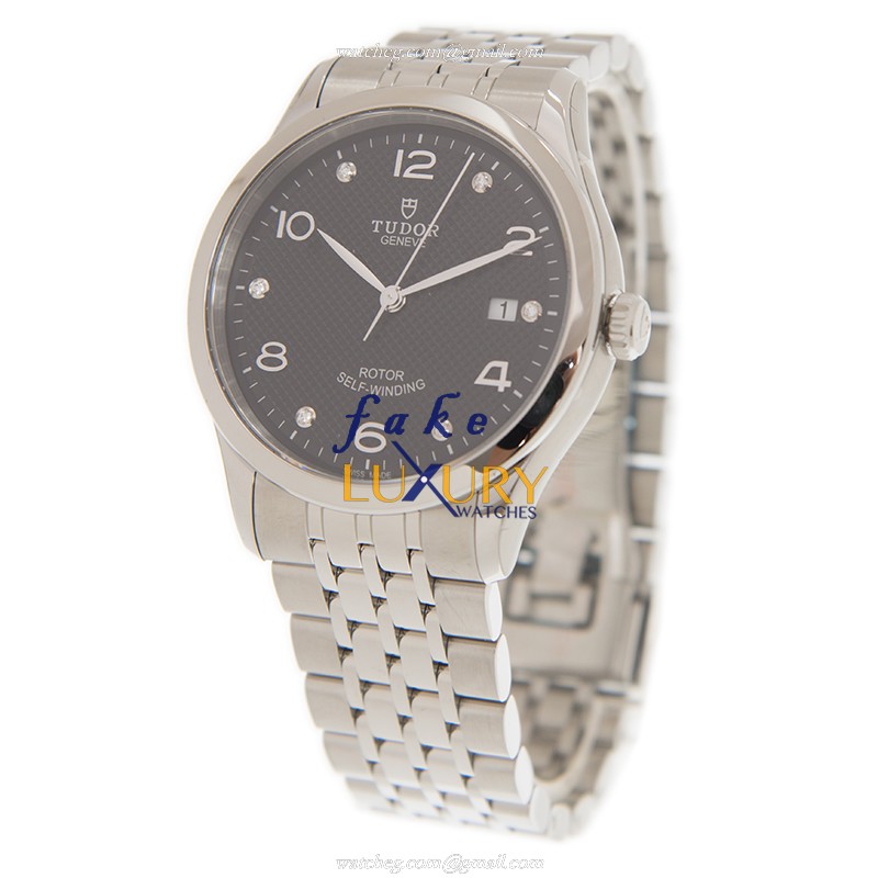 Tudor 91550-67050-6DI-BK 1926 Auto Stainless Steel Case Replica Watch - Black Dial, Silver Band - Image 3