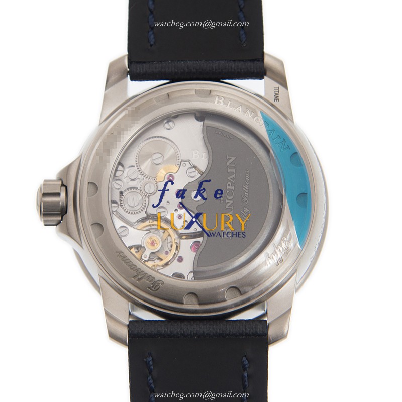 Blancpain Fifty Fathoms 5015-12B40-O52A Automatic PVD Titanium Blue Dial Leather Strap Replica Watch - Image 3