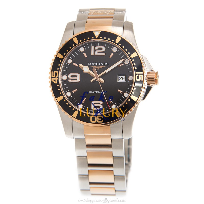 Longines L3.740.3.58.7 CONQUEST Quartz 18kt Rose Gold & Steel - Black Dial - Replica Watch - Image 2