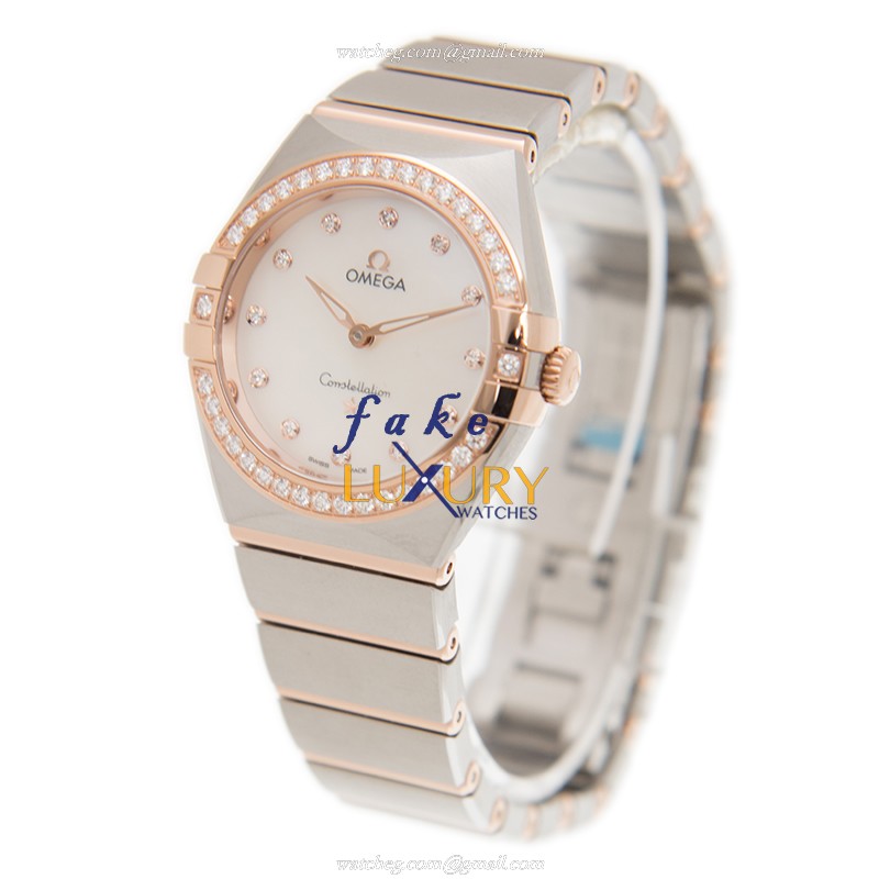 Omega 131.25.28.60.55.001 Replica Watch, Quartz Movement, White Mother of Pearl Dial, 18kt Rose - Image 3