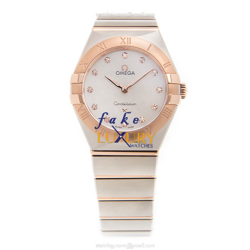 Omega 131.20.28.60.55.001 Constellation Quartz 18kt Rose Magic Diamond Replica Watch - Swiss - Image 2