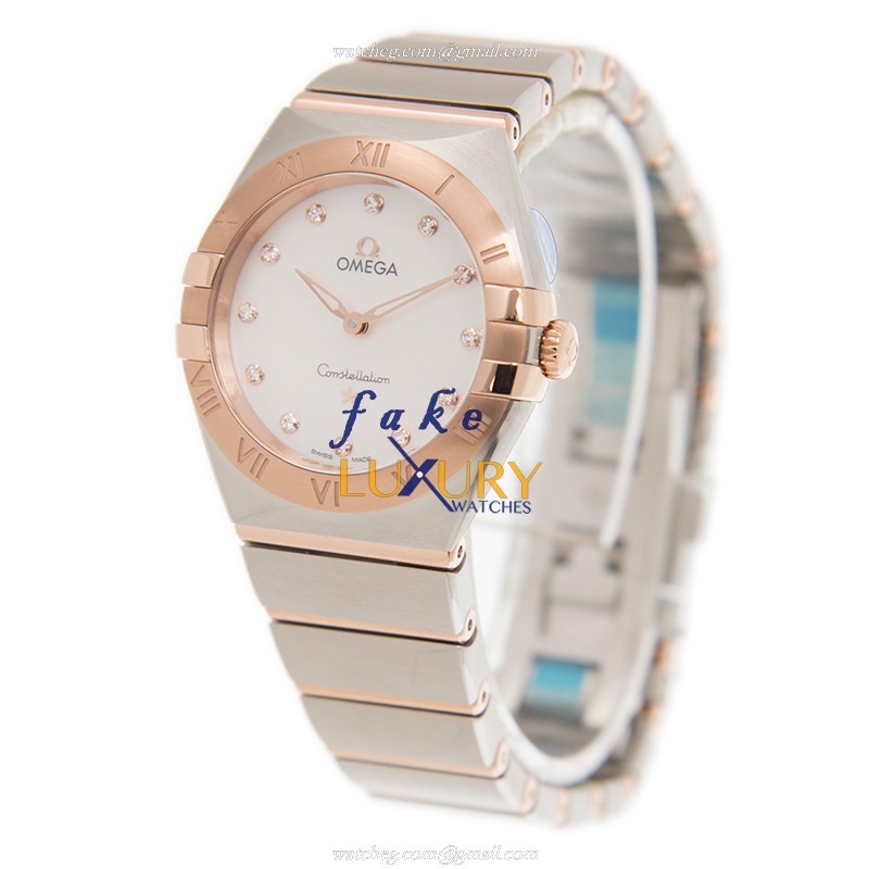 Omega 131.20.28.60.55.001 Constellation Quartz 18kt Rose Magic Diamond Replica Watch - Swiss - Image 3