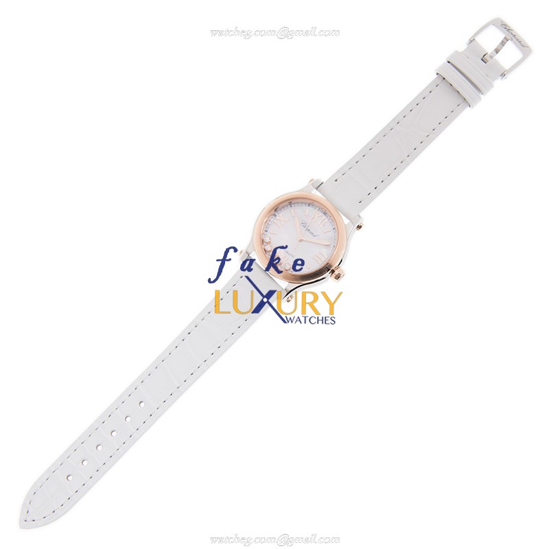 Chopard 278573-6018 Happy Sport Automatic 18kt Rose Gold Replica Watch, Swiss Movement, White Dial - Image 2