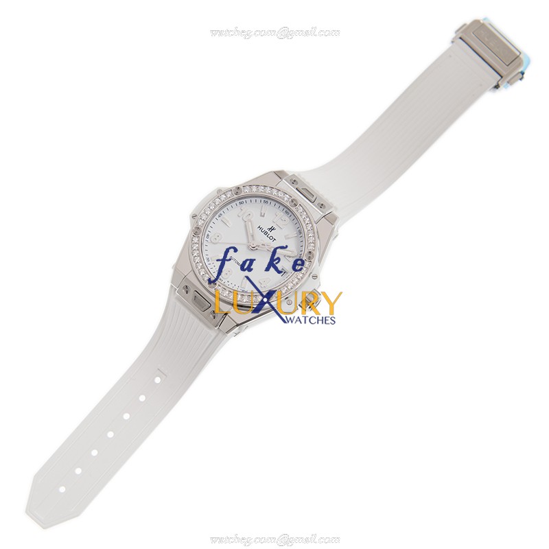 Hublot 465.SE.2010.RW.1204 Automatic Stainless Steel & Diamond Replica Watch, White Dial, Rubber - Image 2