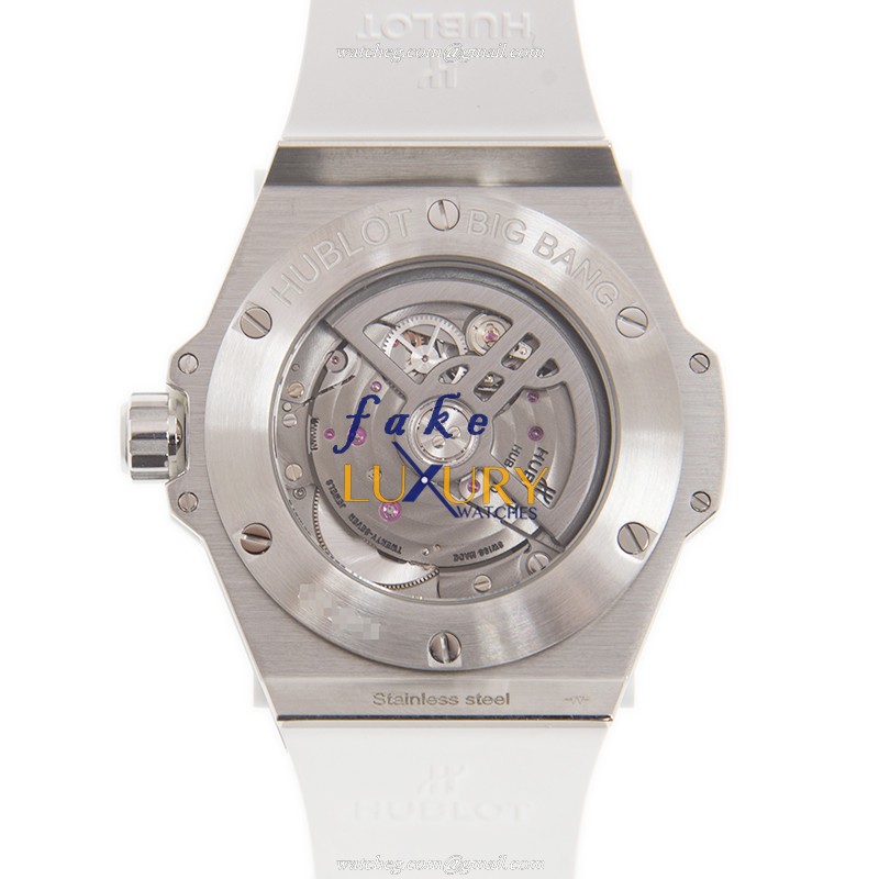 Hublot 465.SE.2010.RW.1204 Automatic Stainless Steel & Diamond Replica Watch, White Dial, Rubber - Image 3