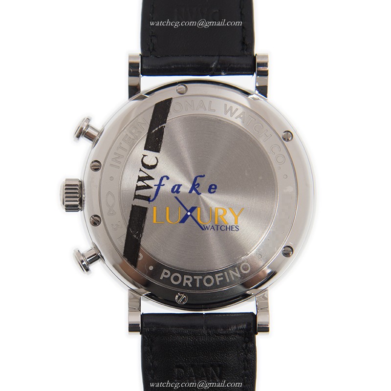 IWC IW391031 Portofino Replica Watch, White Dial, Steel Case, Black Alligator Strap, Automatic - Image 3