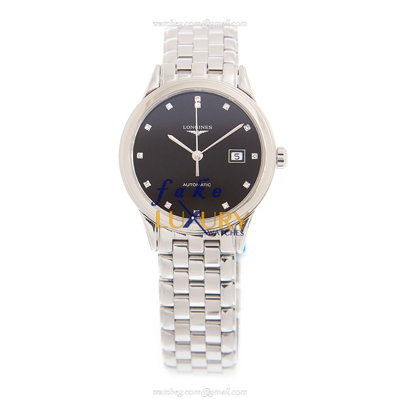 L4.374.4.57.6 - Longines FLAGSHIP Replica Watch Automatic Silver Stainless Steel Black Dial - Image 2