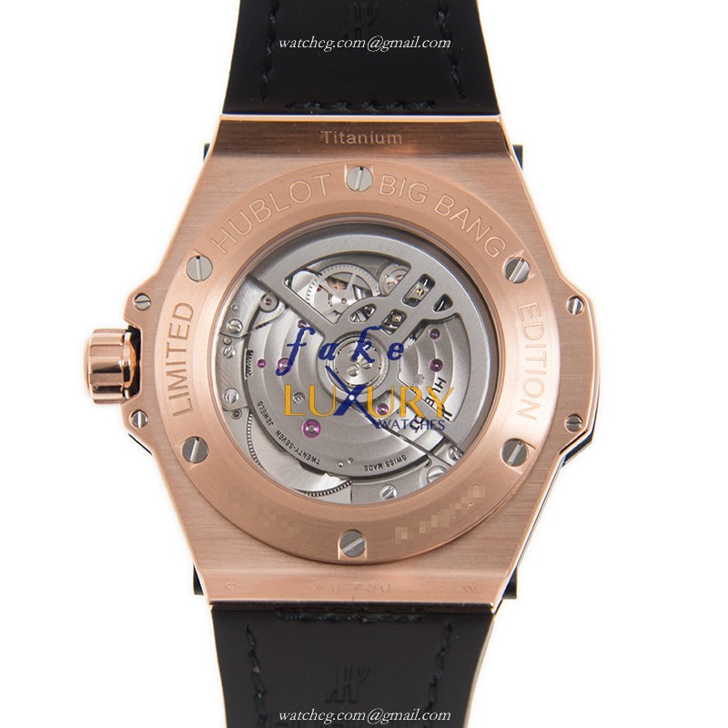 Hublot 465.OS.2028.VR.1204.MXM19 Replica Automatic Watch 18kt Rose Gold Diamonds White Dial Leather - Image 3