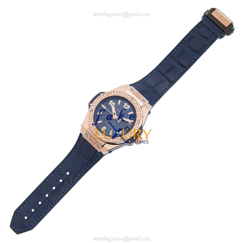 Hublot Big Bang Replica Watch 465.OX.7180.LR.1204, Blue Dial, Rose Gold & Diamonds Case - Image 2