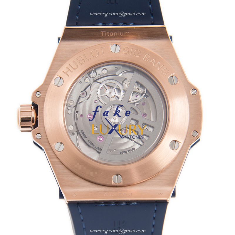 Hublot Big Bang Replica Watch 465.OX.7180.LR.1204, Blue Dial, Rose Gold & Diamonds Case - Image 3