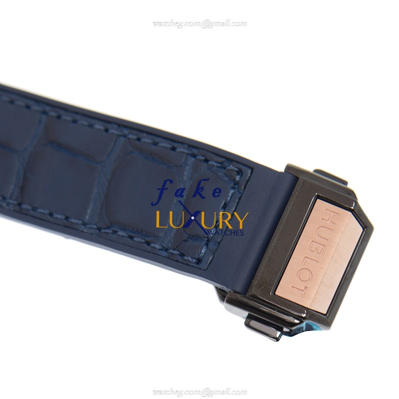 Hublot Big Bang Replica Watch 465.OX.7180.LR.1204, Blue Dial, Rose Gold & Diamonds Case - Image 4