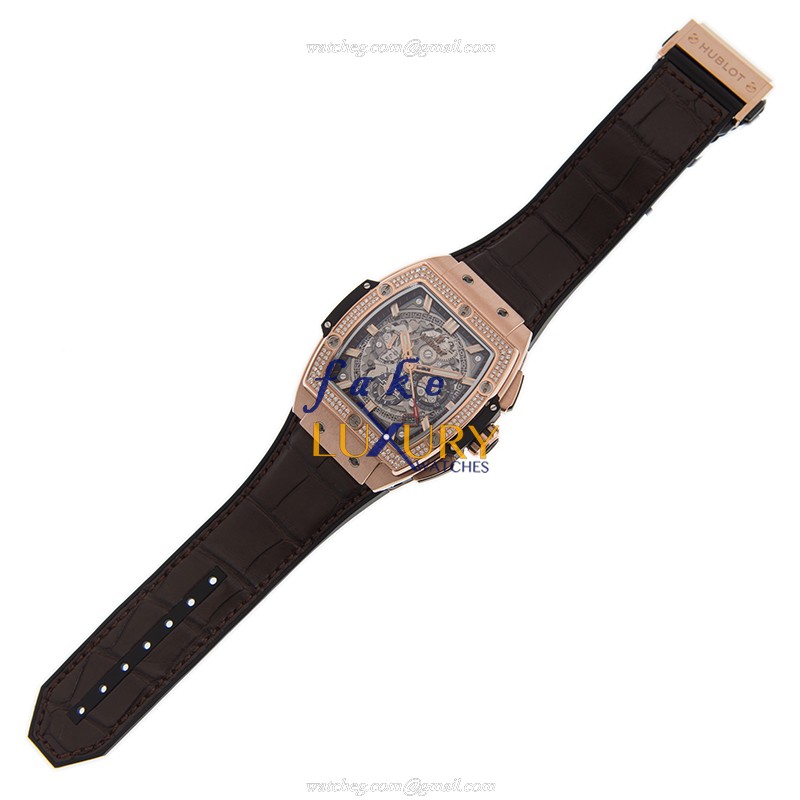 Hublot 641.OX.0183.LR.1104 Replica BIG BANG Auto 18kt Rose Gold Case Silver Dial Brown Leather - Image 2