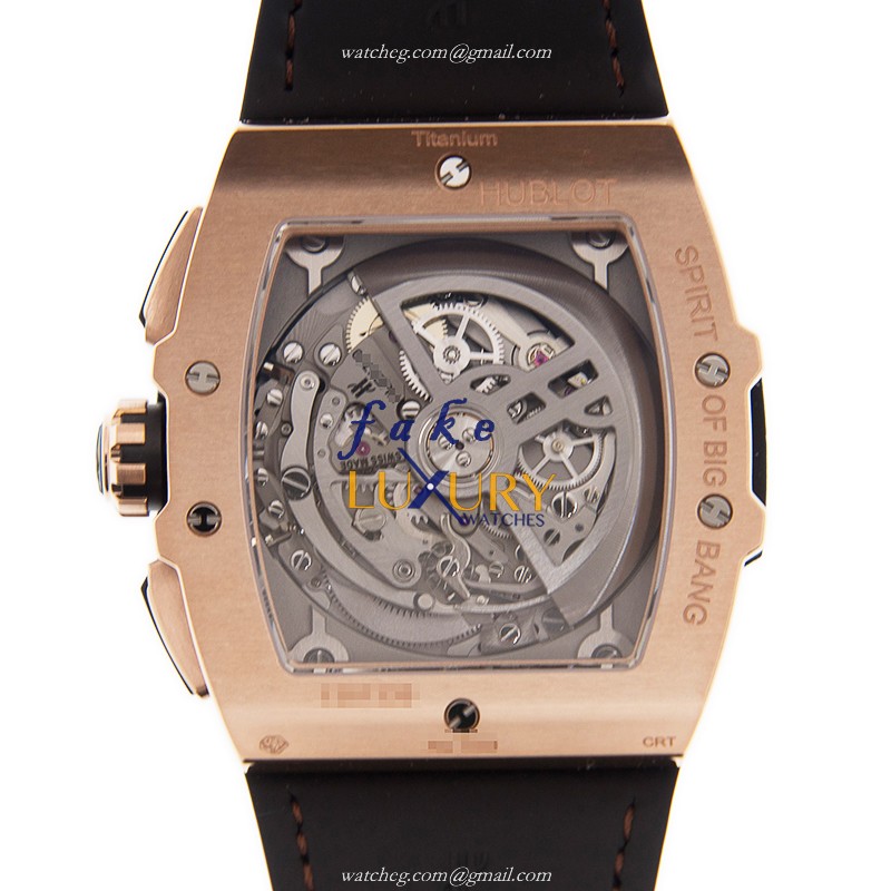 Hublot 641.OX.0183.LR.1104 Replica BIG BANG Auto 18kt Rose Gold Case Silver Dial Brown Leather - Image 3