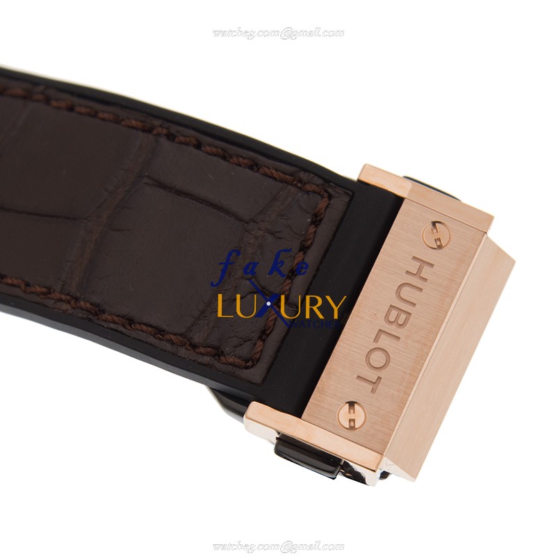 Hublot 641.OX.0183.LR.1104 Replica BIG BANG Auto 18kt Rose Gold Case Silver Dial Brown Leather - Image 4