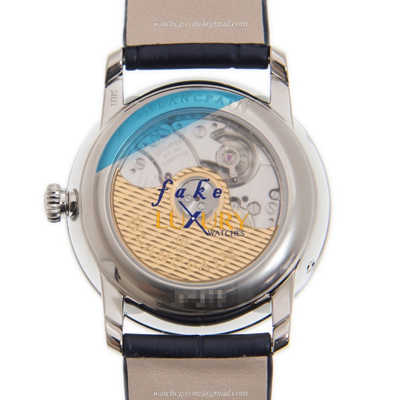 Blancpain 6126-4628-55B CLASSIC Replica Watch With White Dial, Blue Alligator Strap, Automatic - Image 3