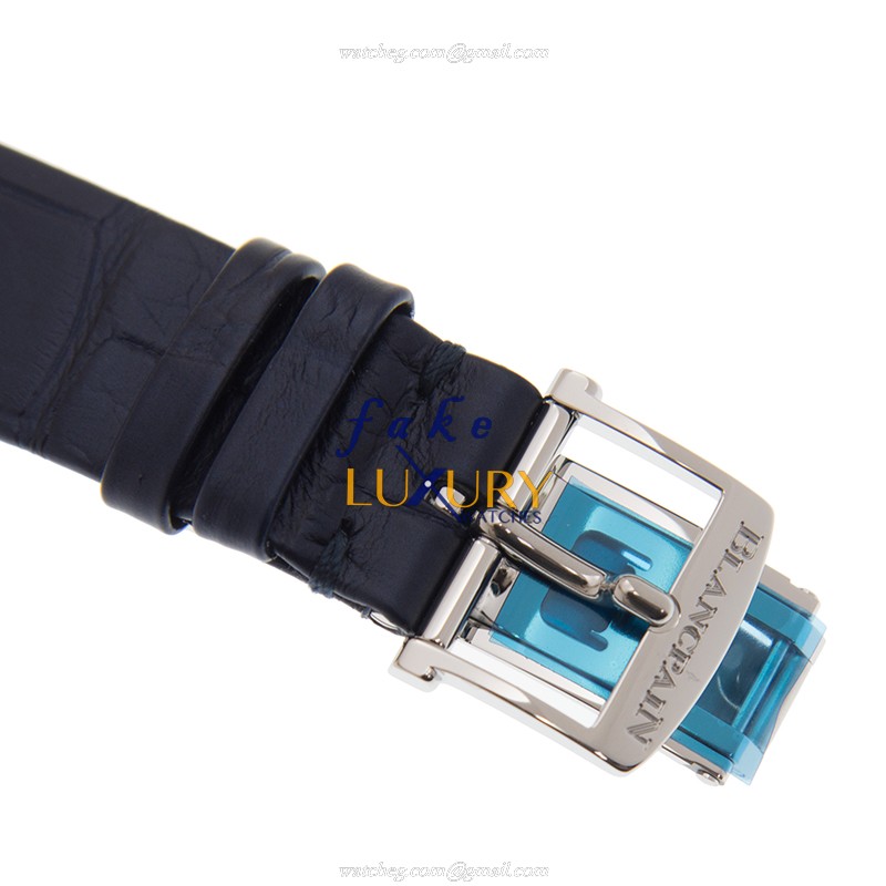 Blancpain 6126-4628-55B CLASSIC Replica Watch With White Dial, Blue Alligator Strap, Automatic - Image 4