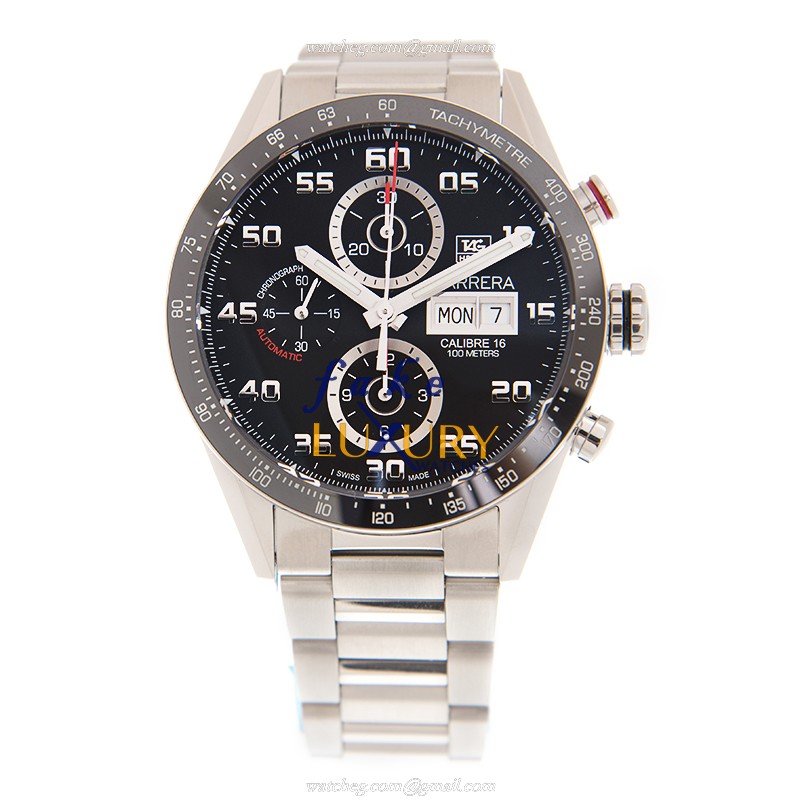 Tag Heuer CV2A1R.BA0799 Carrera Replica Watch, Black Dial, Ceramic & Steel, Automatic - Image 2