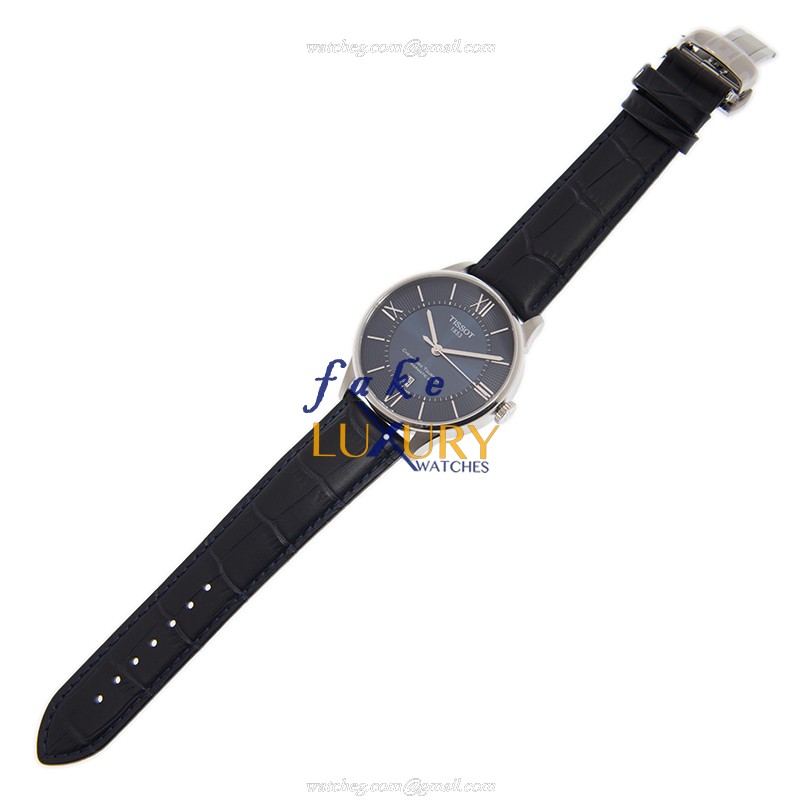 T099.407.16.048.00 - Tissot Classique Replica Watch Automatic Dark Blue Dial Leather - Image 5