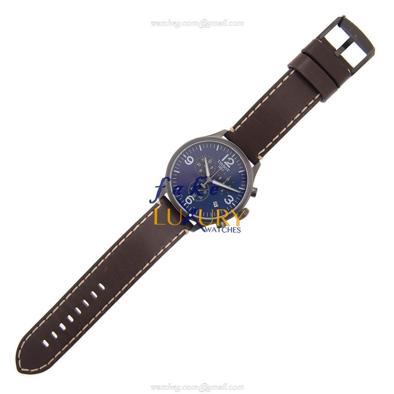Tissot Chrono XL T116.617.36.047.00 Quartz Blue Dial Leather Brown Strap Replica Watch - Image 2