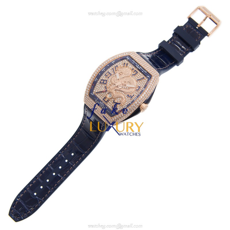 Franck Muller V 45 SC DT D CD DRAGON KING 5N.BL - Replica Watch - 18kt Rose Gold & Diamonds - Image 2