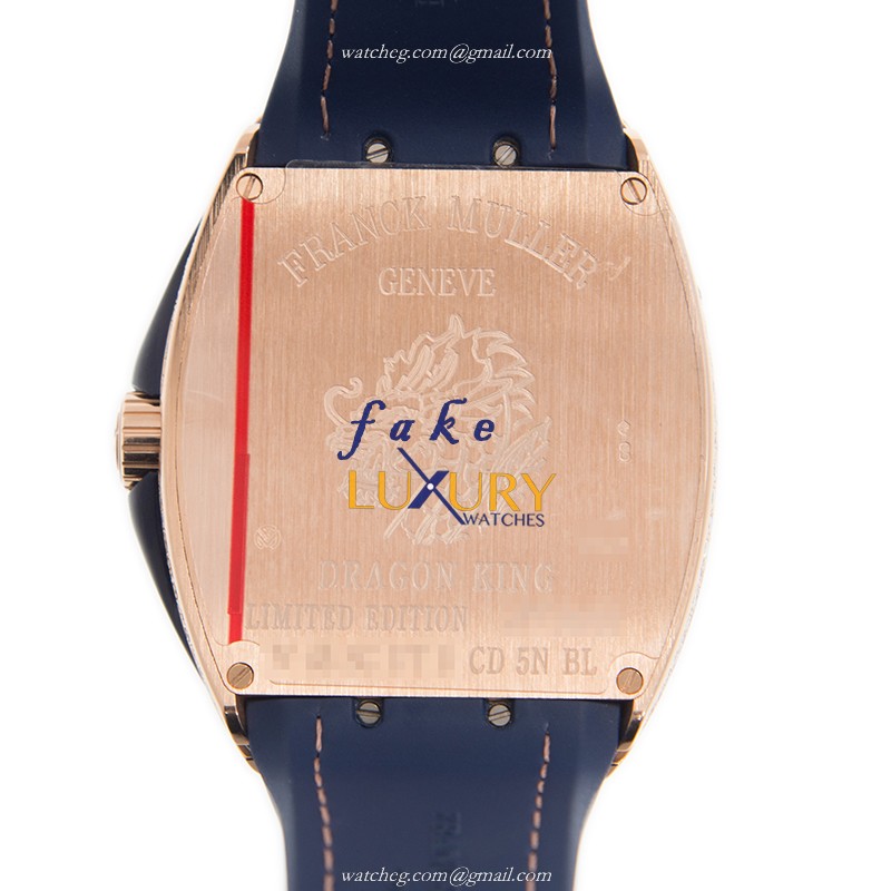 Franck Muller V 45 SC DT D CD DRAGON KING 5N.BL - Replica Watch - 18kt Rose Gold & Diamonds - Image 3