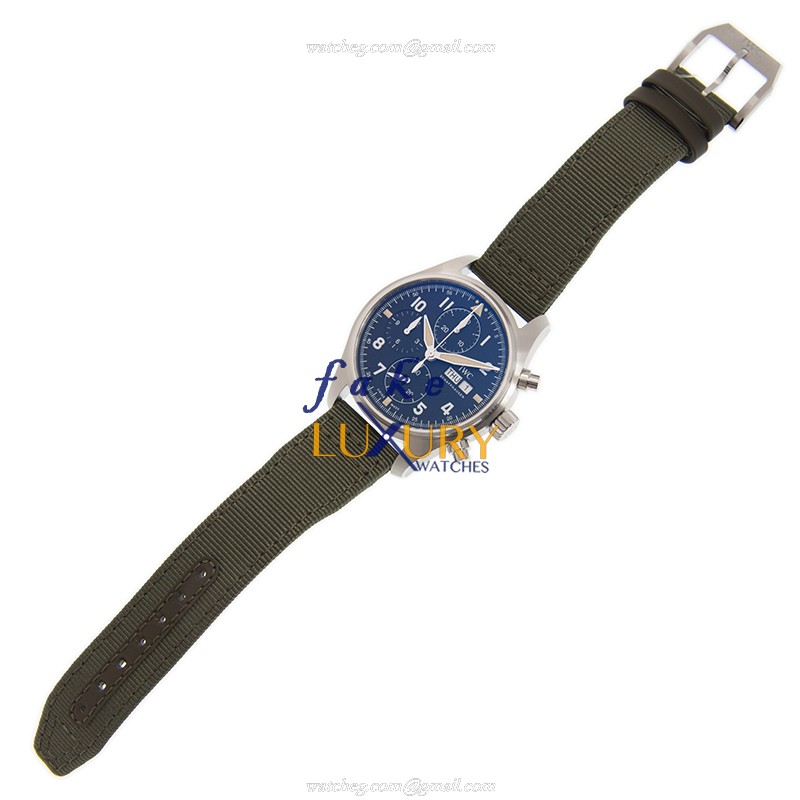IWC IW387901 PILOTS Automatic Stainless Steel Black Dial Green Canvas Strap Replica Watch - Image 2