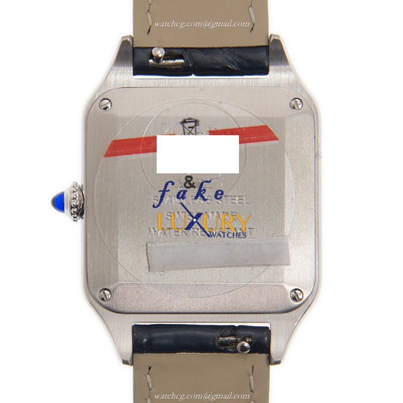 Cartier WSSA0023 Santos Quartz Stainless Steel Replica Watch, Swiss Movement, Silver Dial, Blue - Image 3