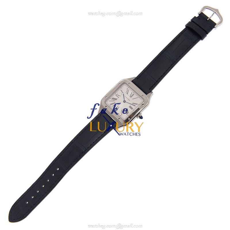 Cartier WSSA0022 Santos Replica Watch - Quartz - Stainless Steel - Blue Alligator Strap - Image 2