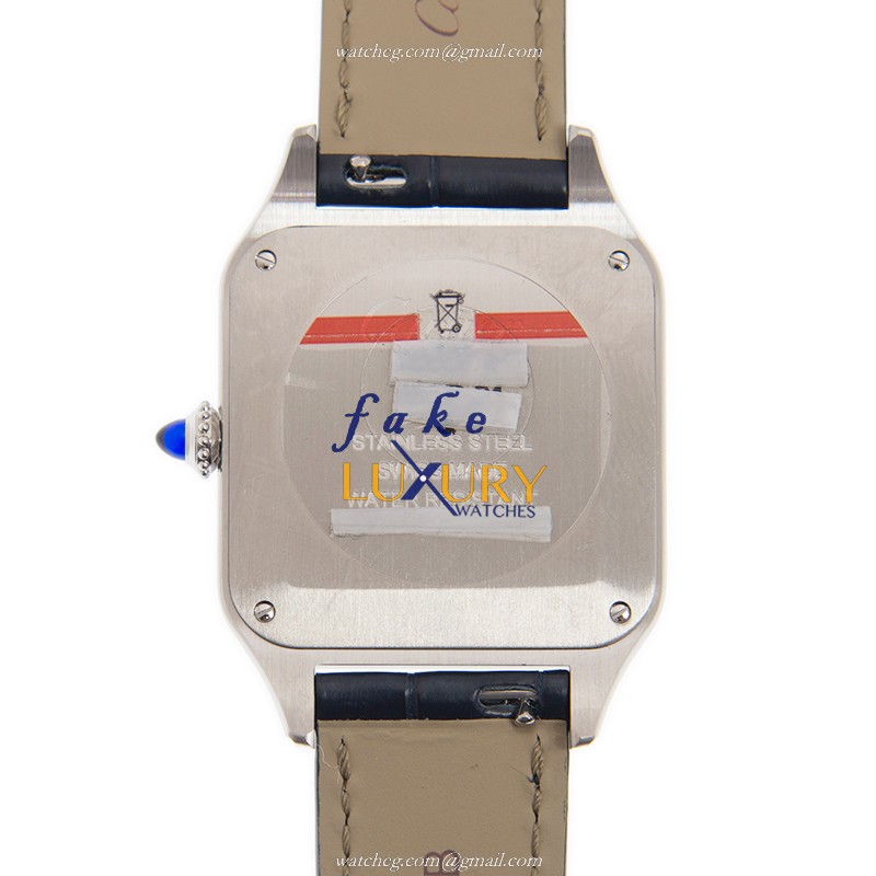 Cartier WSSA0022 Santos Replica Watch - Quartz - Stainless Steel - Blue Alligator Strap - Image 3