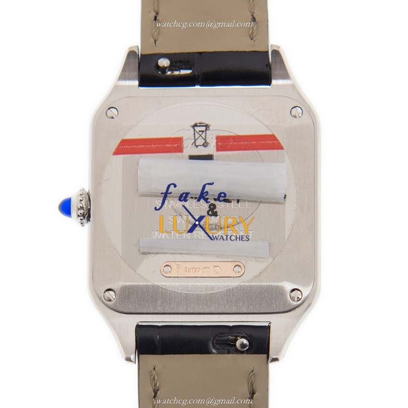 W2SA0012 - Cartier Santos Replica Watch - Quartz 27.5mm Rose Gold Steel Silver Dial - Image 3