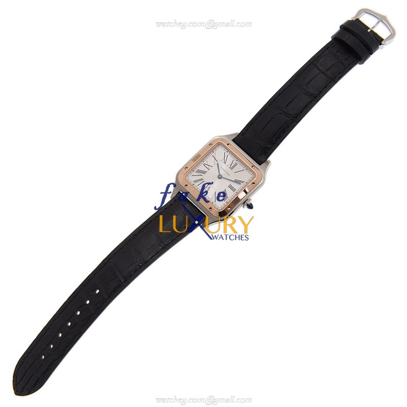 Cartier W2SA0011 Santos Quartz 18kt Rose Gold Steel Silver Dial | Replica Watch - Image 2