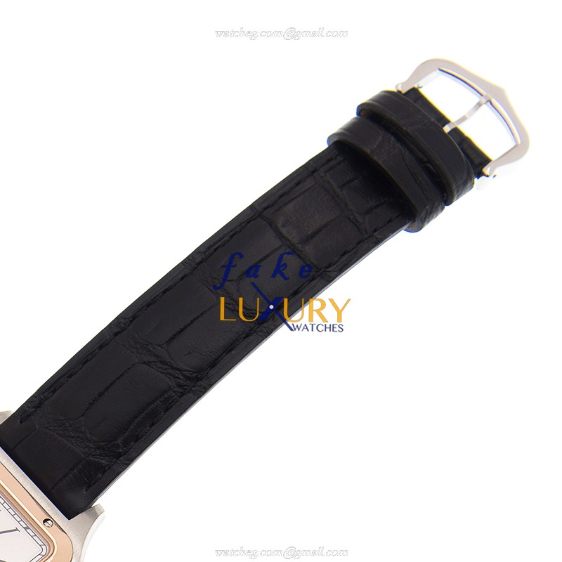 Cartier W2SA0011 Santos Quartz 18kt Rose Gold Steel Silver Dial | Replica Watch - Image 4